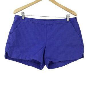 Lilly Pulitzer Blue Adie Textured Shorts Size 10 Side Zip Stretch Pockets
